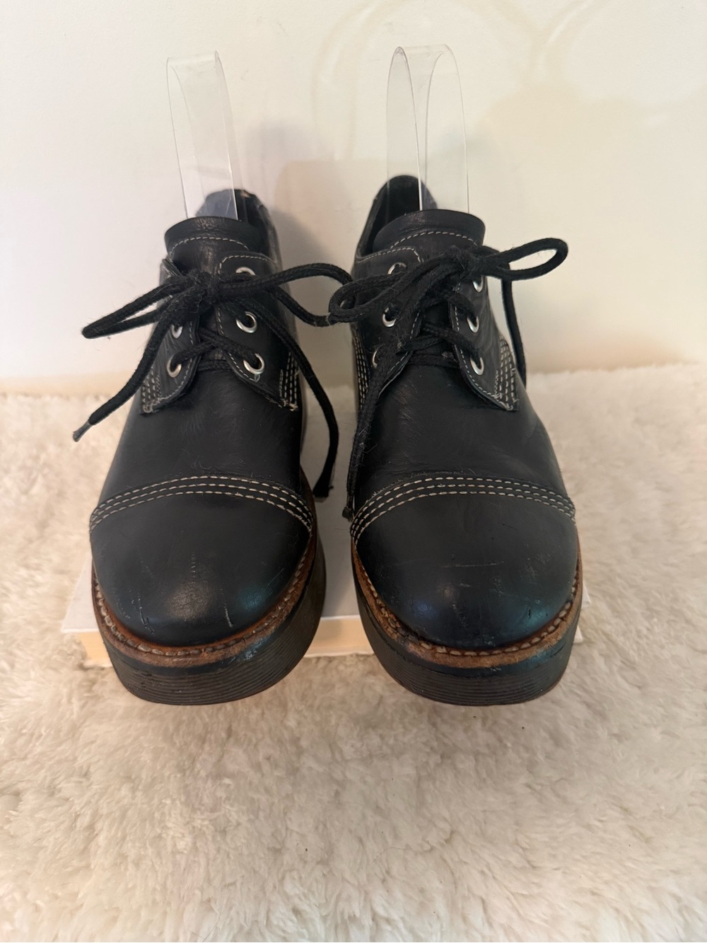 Vintage 1990s NaNa Black Lace-Up Platform Oxfords